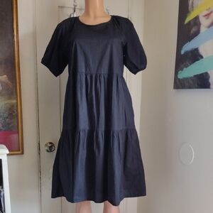 Everlane Black Midi Dress With Pockets S